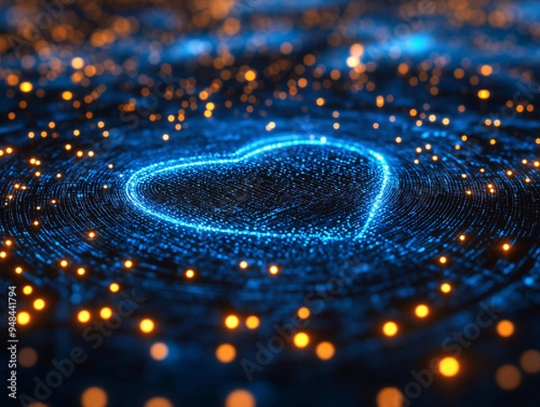 Fototapeta Digital screen visualizing internet security with modern tech and security elements.