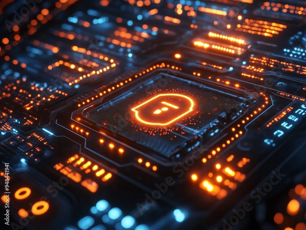 Fototapeta Screen visualizing internet security with interactive features and advanced tech.