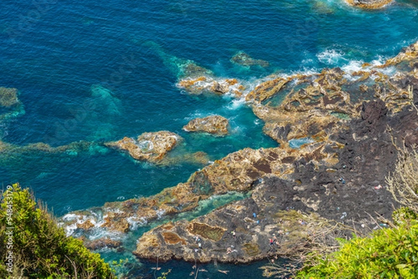 Obraz Coastal view and blue Atlantic Ocean at Ponta da Ferraria, Ponta Delgada, Azores