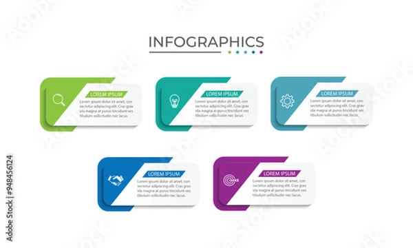 Obraz Vector infographic label design concept with square layout and marketing icons with 5 steps or options.