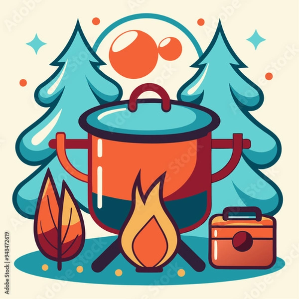 Obraz tree in the fireplace. camp ground