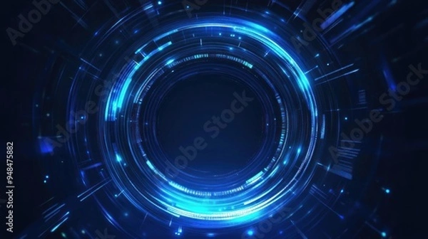 Fototapeta Abstract Futuristic  Blue Circle Light