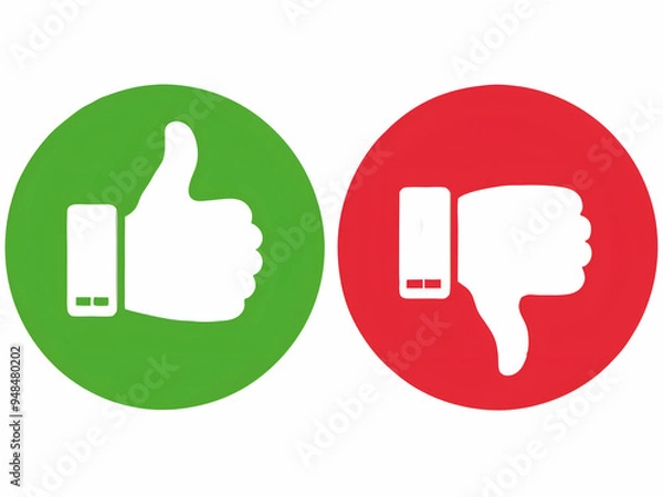 Fototapeta Thumb up and thumb down icons. Like and dislike signs.