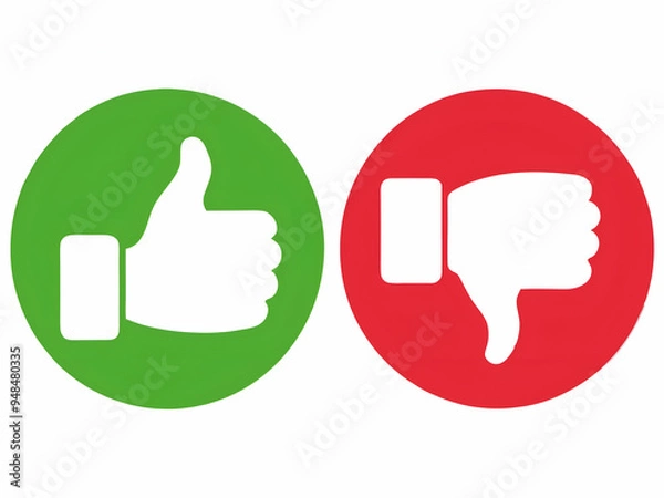 Fototapeta Thumb up and thumb down icons. Like and dislike signs.