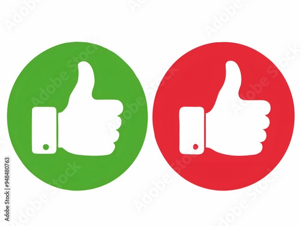 Fototapeta Thumb up and thumb down icons. Like and dislike signs.
