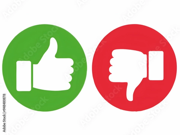 Fototapeta Thumb up and thumb down icons. Like and dislike signs.