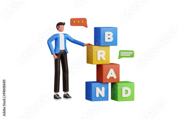 Obraz Business Branding 3D Illustration. building corporate branding 3d illustration