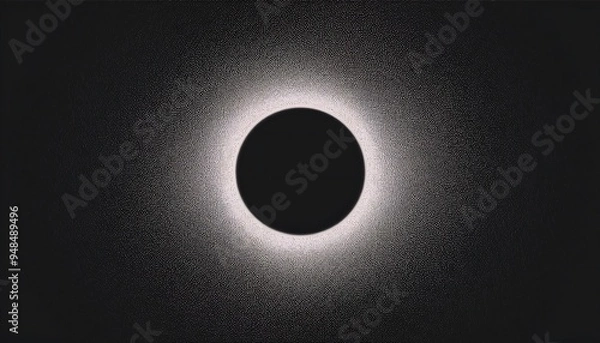 Fototapeta black hole on black background, gradient grain, noise texture space backdrop