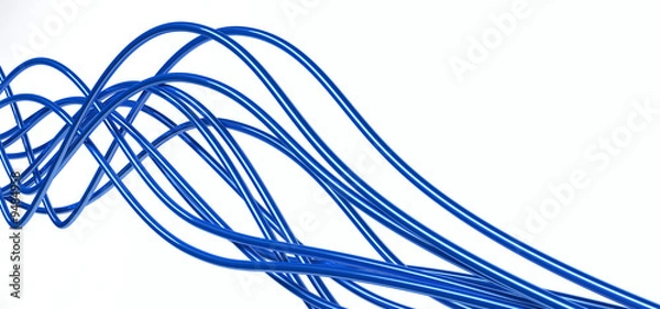 Obraz metallic fibre-optical blue cables on a white background