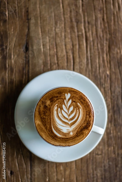 Obraz Latte Art on Wooden Background