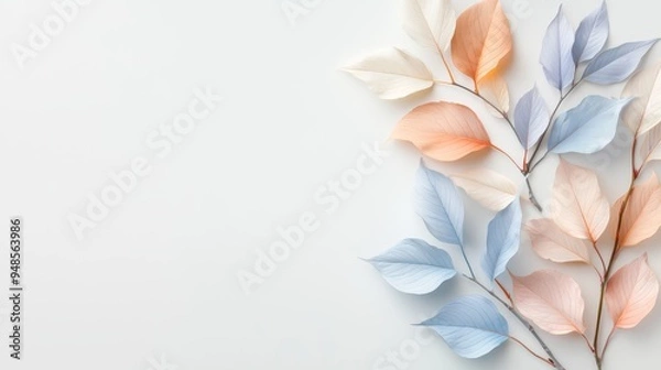 Fototapeta Autumn mist color palette, soft greys and blues, foggy morning swatch, isolated on white background