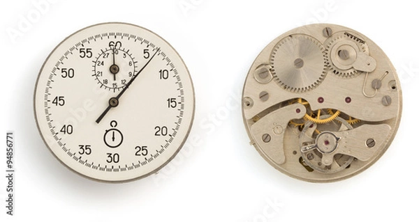 Fototapeta watch mechanism isolated on white