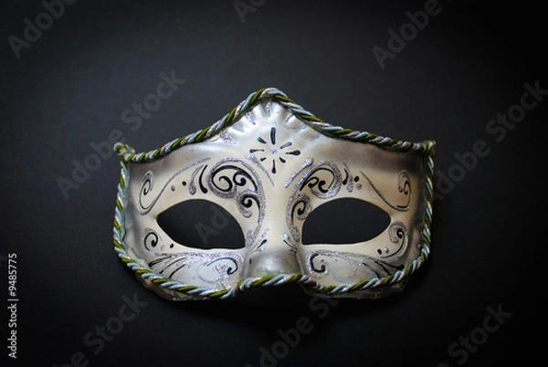 Obraz A white Venetian Mask on black background