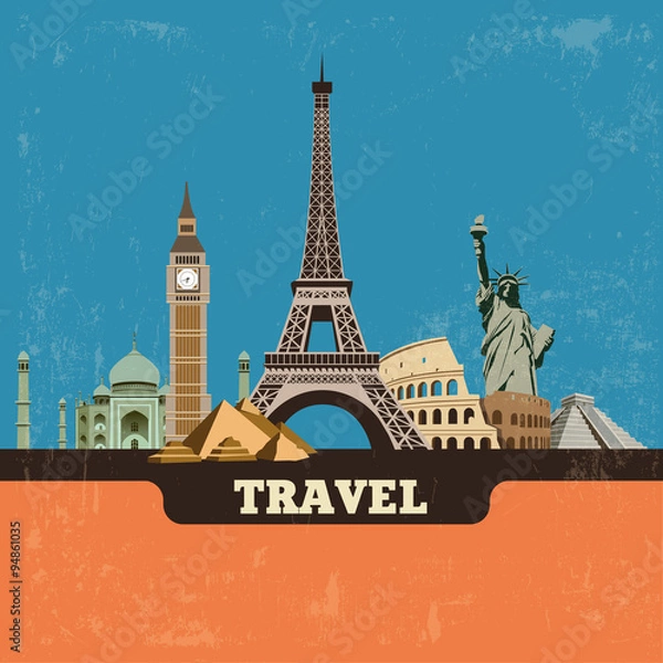 Obraz Travel world landmark vector background