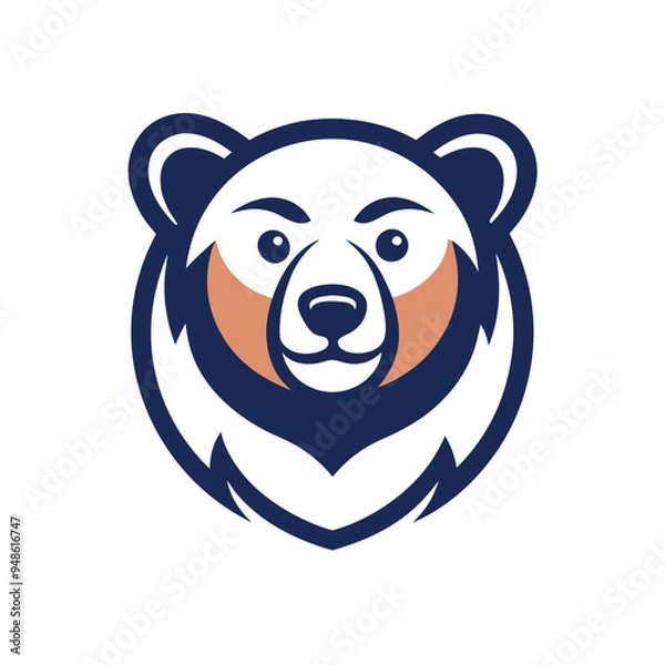 Obraz Minimalist Bear Logo Clean, Creative Icon on White Background, 2D Vector Art