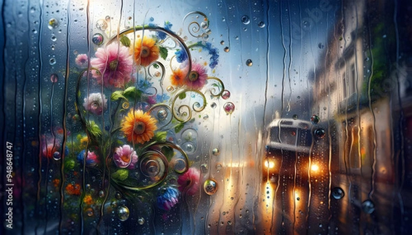 Obraz Raindrops on a window glass