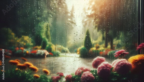 Obraz Raindrops on a window glass