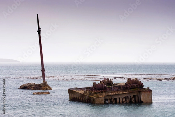 Fototapeta World War II boat intentionally sunk to protect the natural harbour of Scapa Flow, South Ronaldsay, Orkney, Scotland, UK
