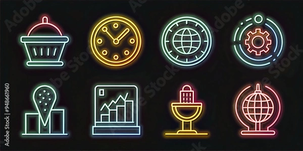 Fototapeta Cogwheel gears abstract background business technology. Human head profile with multimedia icons. Social networking idea. Two hands connect the gears the details.