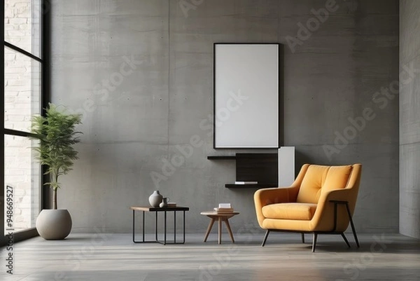 Fototapeta living room with fireplace,design scene,interior of a room,design scene with a sofa