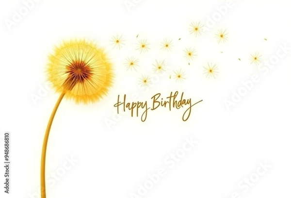 Obraz Elegant Dandelion Happy Birthday Card Design