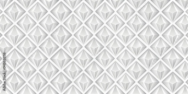Fototapeta Geometric Diamond Pattern - 3D White Texture, abstract, texture, pattern