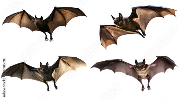 Fototapeta Realistic flying bats isolated on a blank background.

