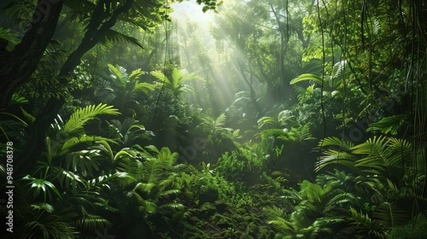 Obraz Lush green forest wallpaper