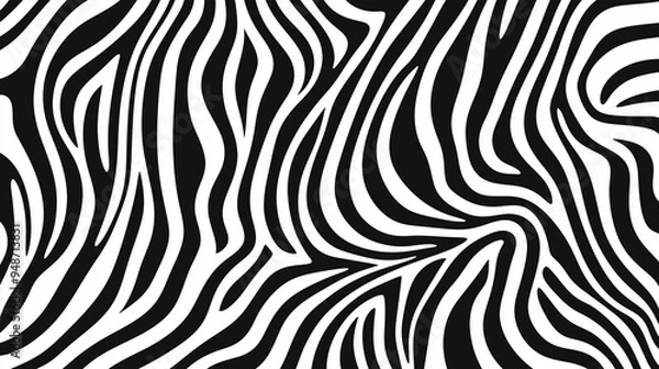 Fototapeta Black and White Abstract Wavy Zebra Stripes Pattern