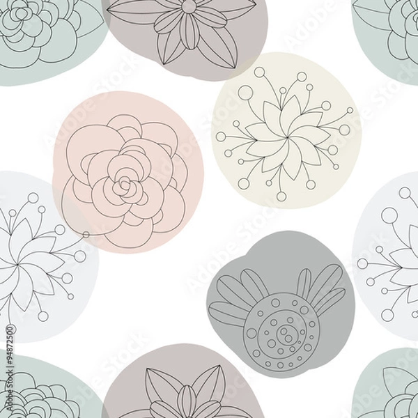 Fototapeta Floral flowers seamless pattern, background