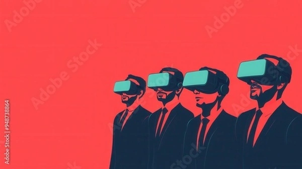 Obraz Cartoon vector illustration of funny business character man in red glasses with gun