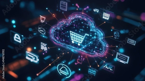 Obraz Cloud Shopping:  E-commerce and Digital Retail Technology