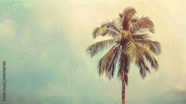 Fototapeta Palm Tree Silhouette in a Vintage Setting