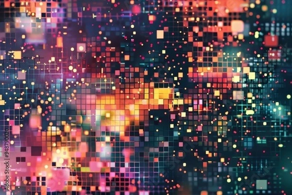 Obraz Abstract digital background with pixelated patterns