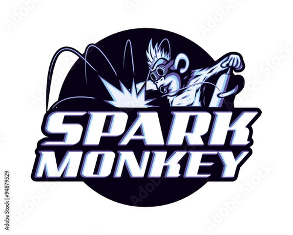 Obraz Cool welder monkey worker spark logo
