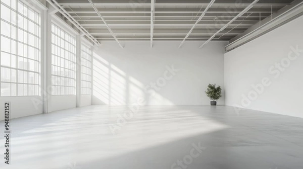 Fototapeta The space is empty and immaculate. a window and a white wall in an empty room.