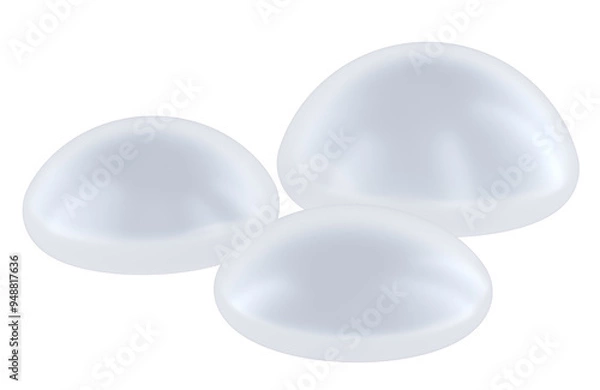 Fototapeta Silicone breast implants,  3D rendering isolated on transparent background