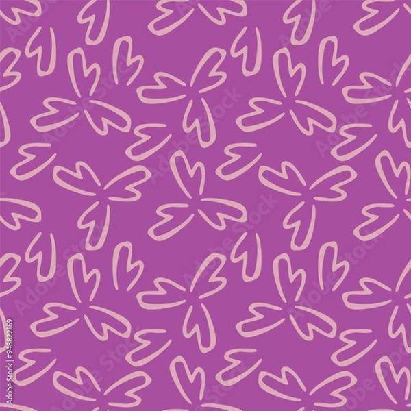Fototapeta Hand drawn flowers seamless pattern