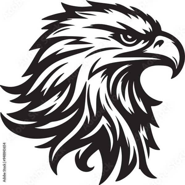 Obraz Hawk eagle head silhouette vector design on white background