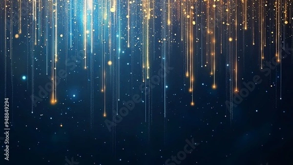 Fototapeta Abstract technology futuristic light blue stripe vertical lines light on blue background with gold lighting effect sparkle. Vector illustration