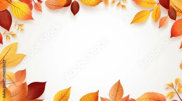 Fototapeta frame lying on colored autumn leaves.  Hello autumn, back to school concept, flat lay. Space for text.