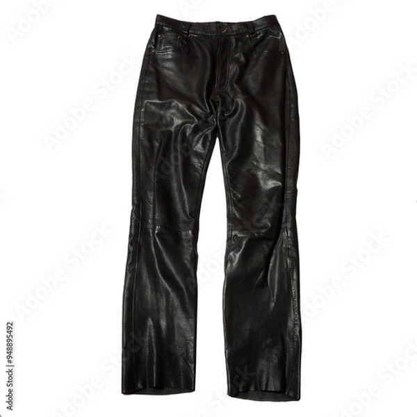 Obraz Biker leather trousers on white background