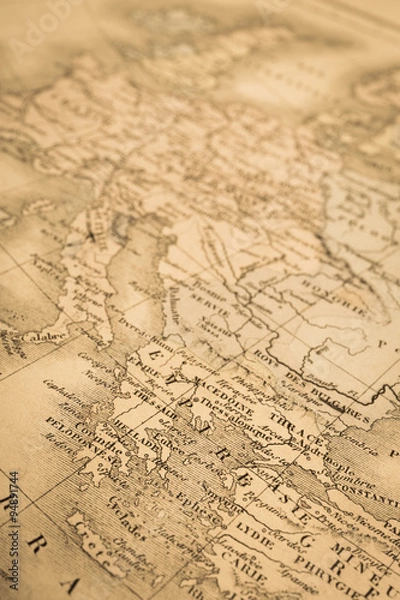 Fototapeta アンティークの世界地図　ギリシャとヨーロッパ