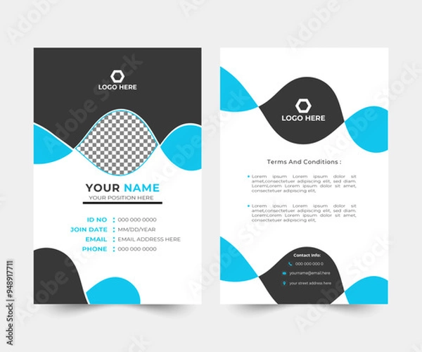 Fototapeta Business ID Card form template. clean ID Card template vector design. professional ID Card design.