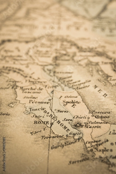 Fototapeta アンティークの世界地図　イタリア・ローマ