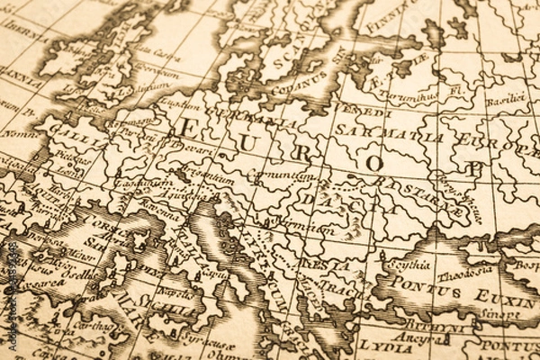 Fototapeta アンティークの世界地図　地中海沿岸地域