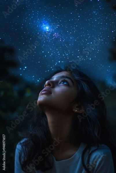 Fototapeta Dreaming Under a Starry Sky: Inspiring Nighttime Wonder and Imagination
