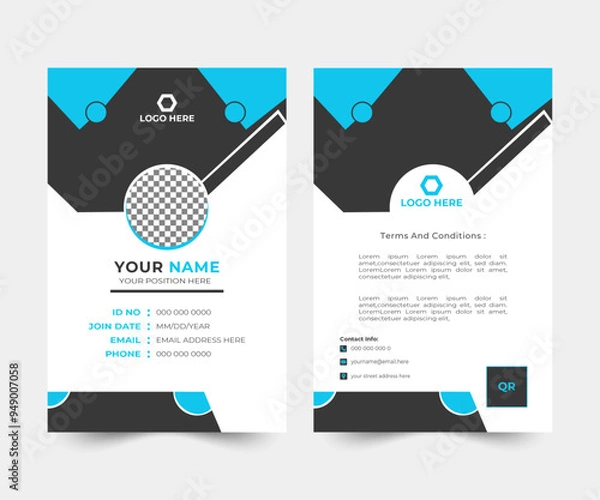 Fototapeta ID Card form template. clean ID Card template vector design. professional ID Card design.
