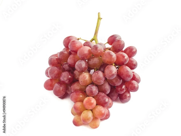 Fototapeta Red grape isolated on white background with copy space