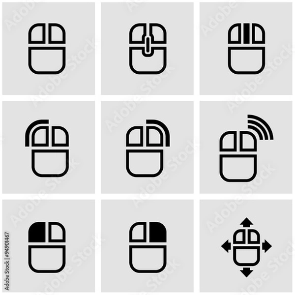 Fototapeta Vector black computer mouse icon. Computer mouse Icon Object,  Computer mouse  Icon Picture,  Computer mouse Icon Image